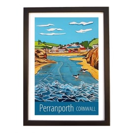 Perranporth Cornwall travel poster print by Susie West
