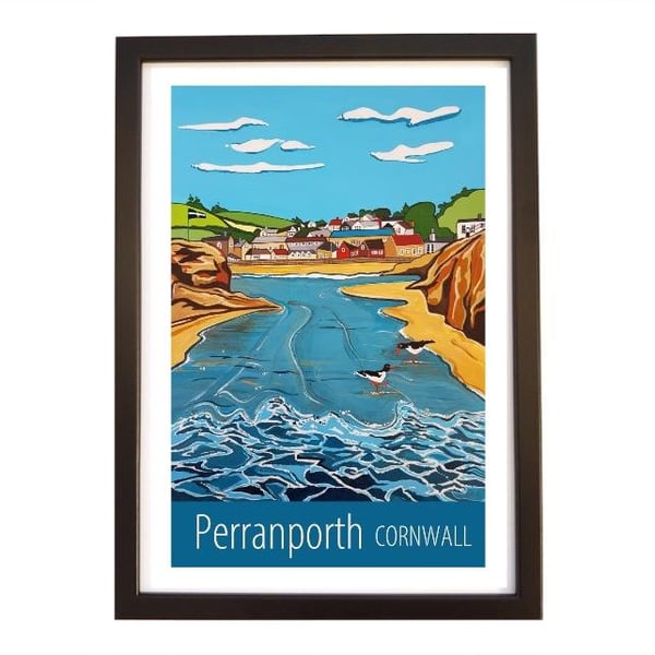 Perranporth Cornwall travel poster print by Susie West