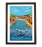 Perranporth Cornwall travel poster print by Susie West