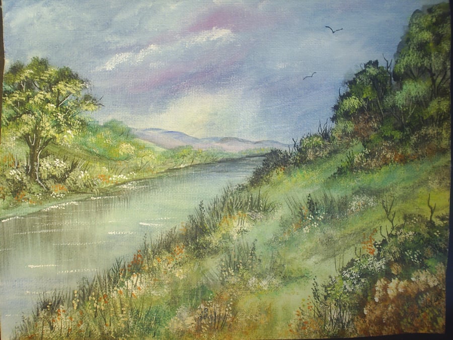 art painting original acrylic landscape 10" x 8" ref 577