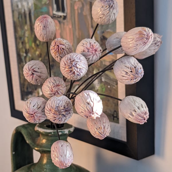 Perfectly Imperfect Ceramic Clover Flowers x 3, Muted Pink Meadow Red Clover