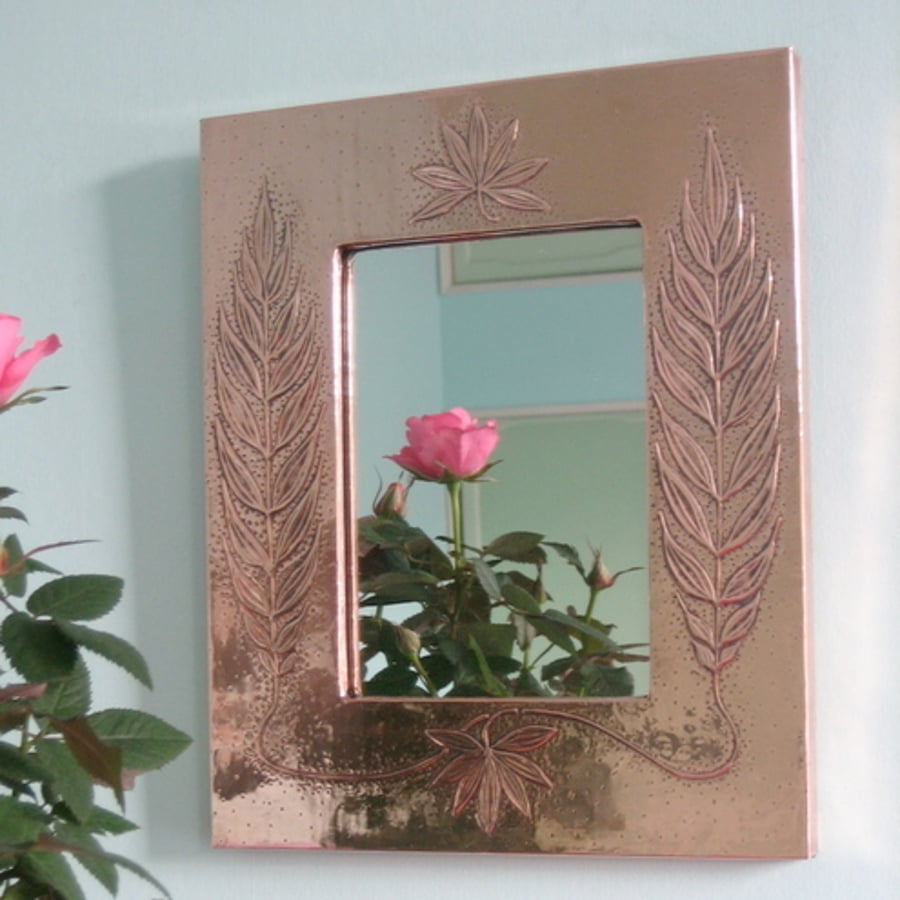 Copper mirror,Arts and Crafts style