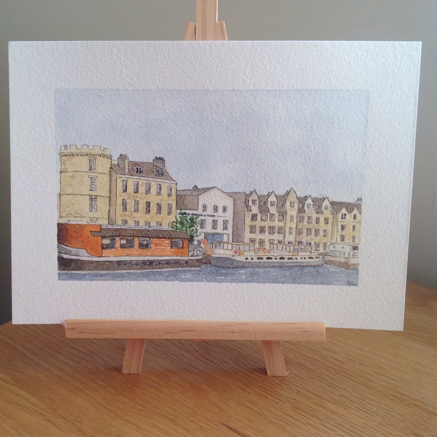 'Leith Waterfront' original watercolour painting