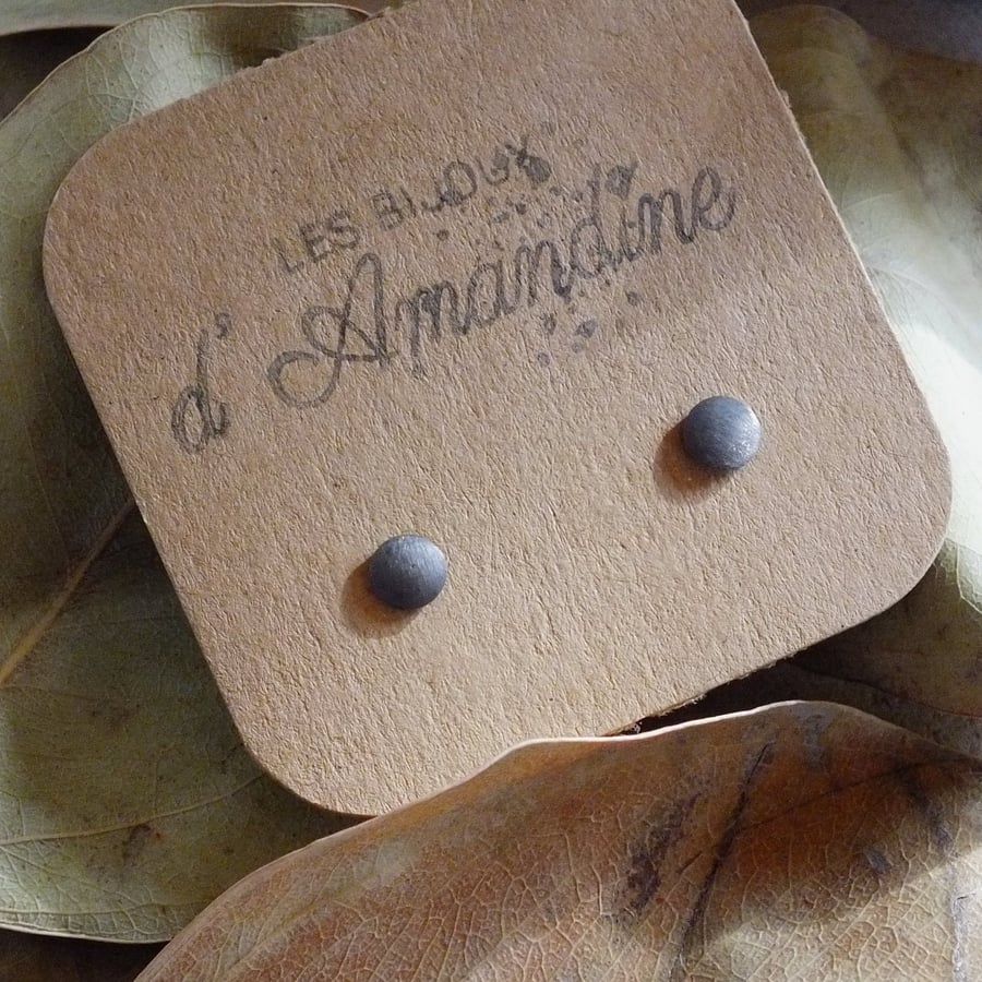 Oxidised round stud earrings; minimal everyday silver studs