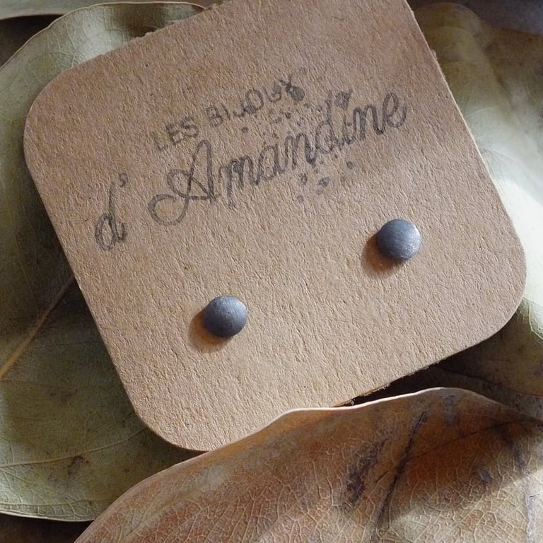 Oxidised round stud earrings; minimal everyday silver studs