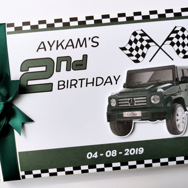 Racing G wagon Birthday Guest book, racer birthday party book, gift