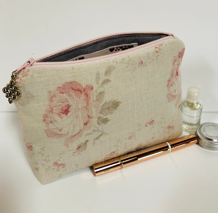Cosmetic Bag- Faded Pink Rose