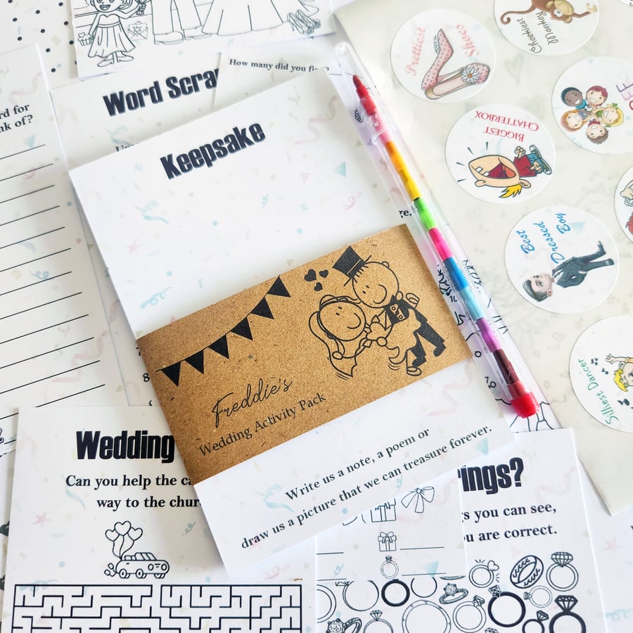 Wedding Activity Pack Book Favour for Kids Children Personalised A6 Size WEB199