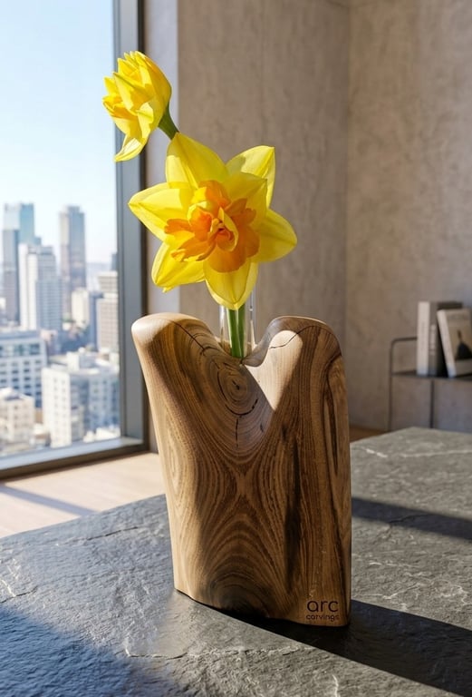 Flare bud Vase Laburnum carving 