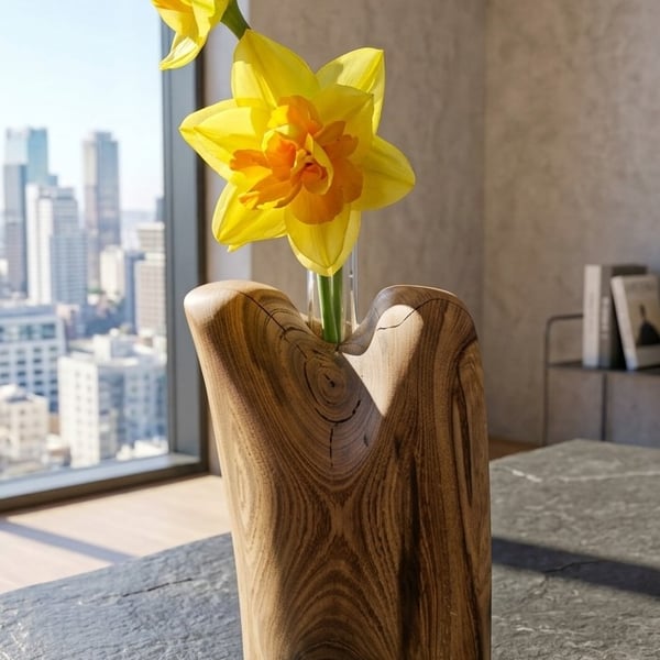 Flare bud Vase Laburnum carving 
