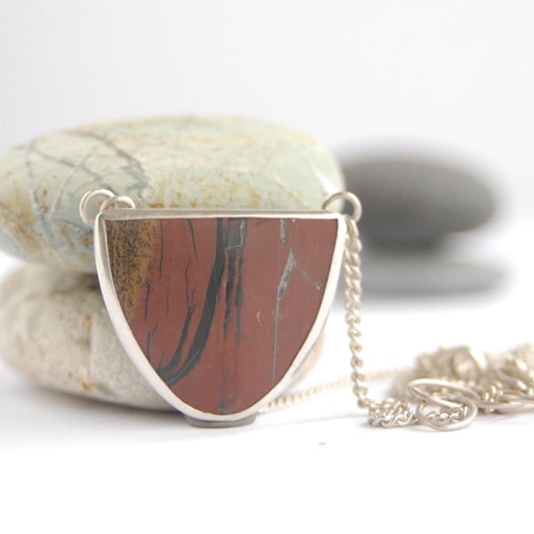 Indian paint stone and sterling silver necklace