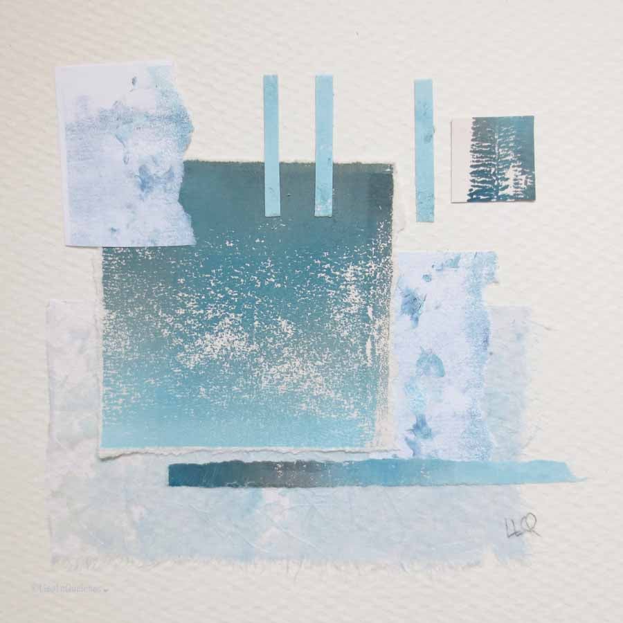 Original coastal inspired minimalist abstract art collage