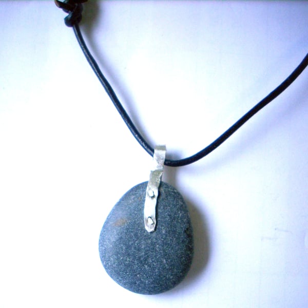 Natural Pebble Pendant with Silver