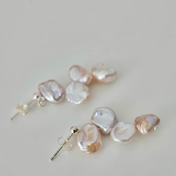 Keshi Freshwater Pearl Sterling Silver Earrings