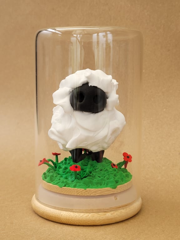Thinking of Ewe Poppy - handmade ornament in glass jar