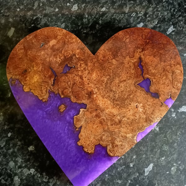 Wood and resin heart. Available by commission. Bespoke one of a kind.