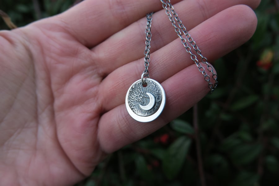 Crescent Moon Necklace, Moon Pendant in Sterling Silver, Celestial Jewellery
