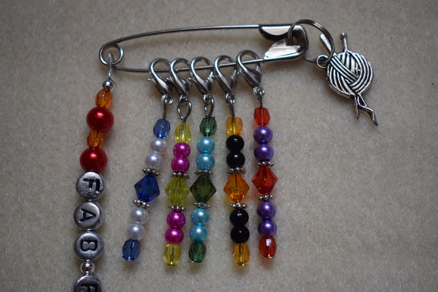 Personalised Crochet Stitch Bag Charm and Markers