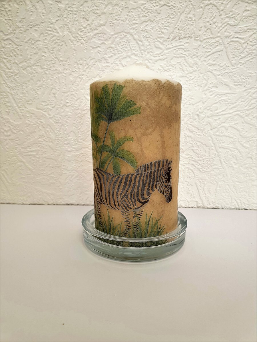 Zebra decorated candle