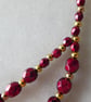 Dark Red Faceted beads Beaded Necklace with Gold Accents - Summer Seconds - Image 2