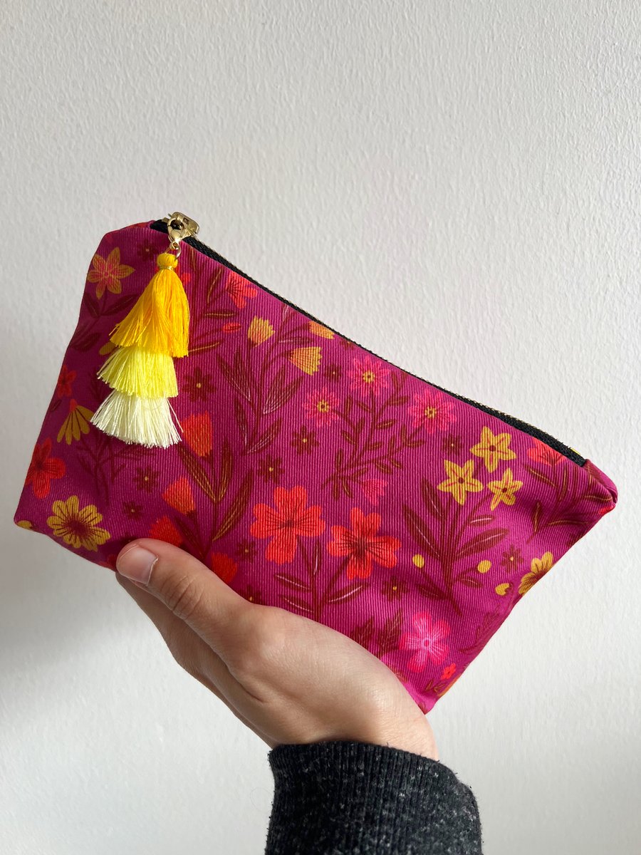 Pink Wildflower Fields Make Up Bag