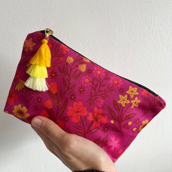 Pink Wildflower Fields Make Up Bag