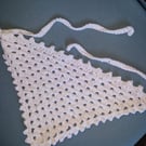 White cotton festival hair bandana - handmade crochet