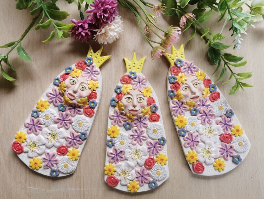 May Queen Jill ceramic wall plaque