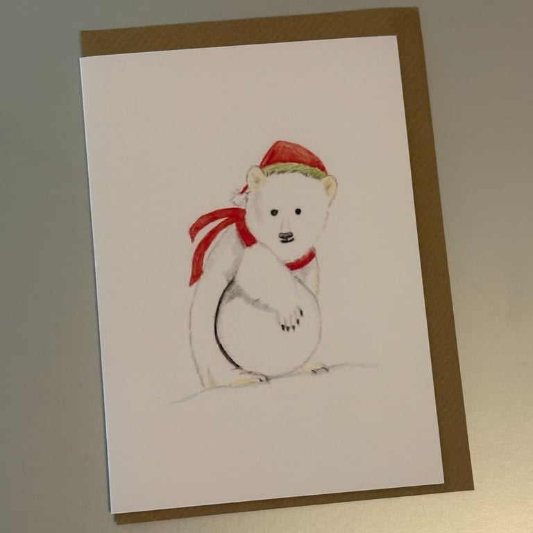 Polar Bear with Snowball A5 Greeting Cards 