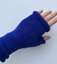 Fingerless Gloves Wrist Warmers Merino Wool Blue - Image 1