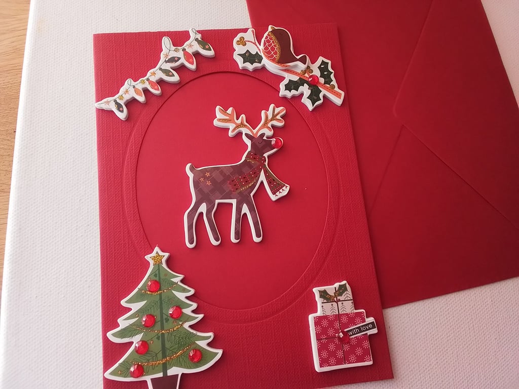Christmas card. Christmas craft drop. Reindeer. Ref 549