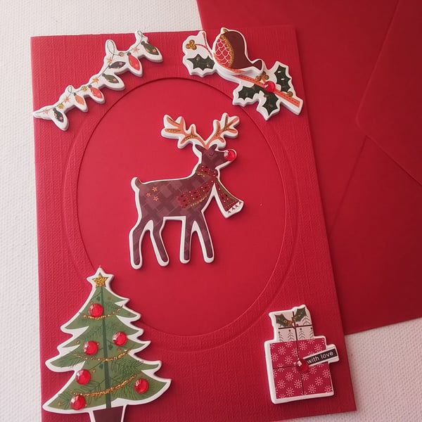 Christmas card. Christmas craft drop. Reindeer. Ref 549