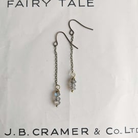 Labradorite Cluster gem earrings - on chain - long dangle - nickel free 