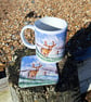 Sussex Deer snow on the downs Mug Coaster set from an original watercolour print - Image 2