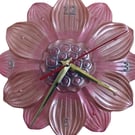 Pink Glitter Resin Flower Clock Quirky Bespoke Home Decor