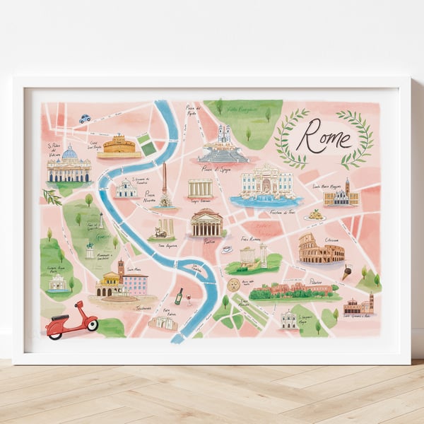 Rome Italy Illustrated Map 
