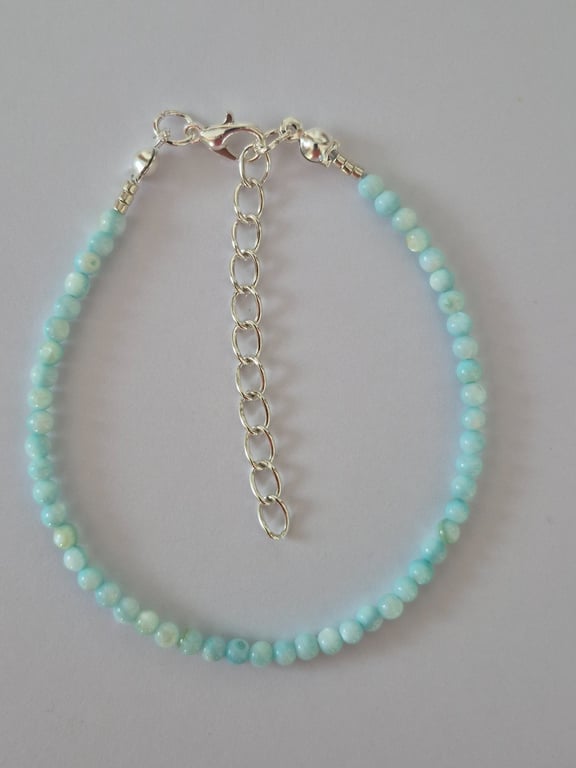 Dainty Pale Blue Seashell Pearl Handmade Beaded Bracelet