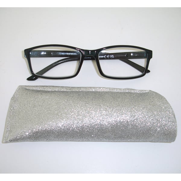 Glasses Case Silver Glitter Spectacles Specs Sleeve Bling Vegan Leather