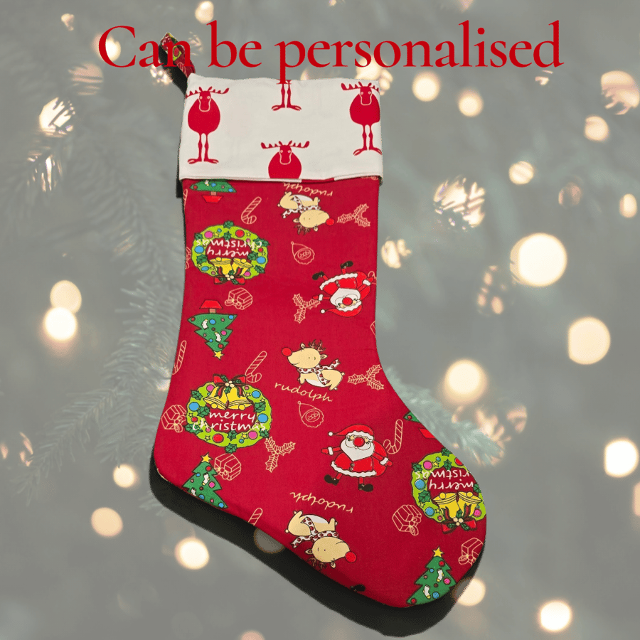 Large handmade fabric christmas stocking