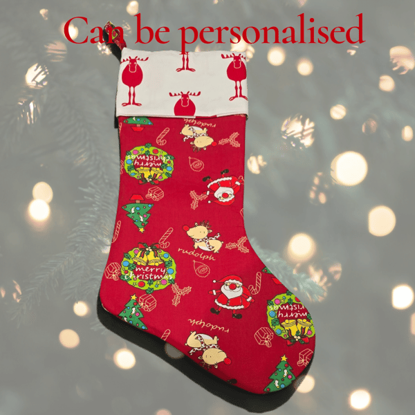 Large handmade fabric christmas stocking