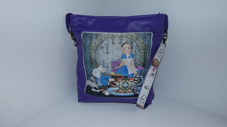 Alice in wonderland themed  cross body bag 