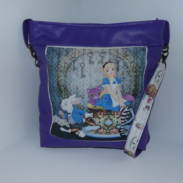 Alice in wonderland themed  cross body bag 