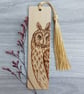 Long Eared Owl Pyrography Wood Bookmark. Unique Gift for nature Lovers.