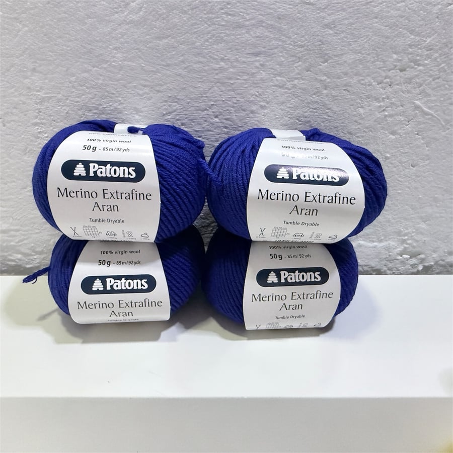 Merino extra fine Aran 50g 85m 92yds x4