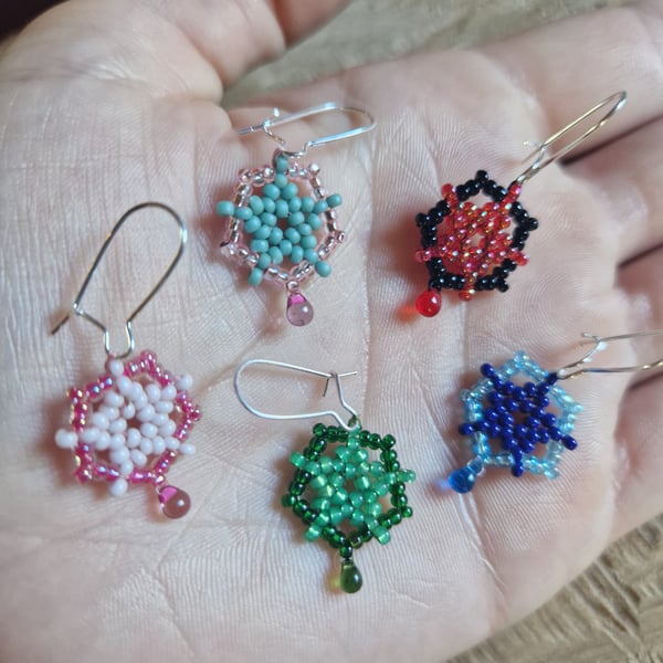 Cute stars and pentagram beaded earrings