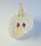 Citrine & Amethyst Gemstone Earrings, November Birthday, Gift For Scorpio - Image 2
