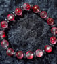 Frosted-Red-Gold Glass Beads and Hematite Rondelle Elastic Bracelet - Image 3