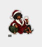 Funny Christmas Sticker Vinyl Xmas Decal For Adults - Dachshund Dog In Robe