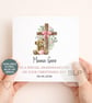 Personalised Christening Card Teddy Bear & Cross Baptism Card Grandaughter