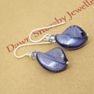 Murano Glass Earrings, Twisted Leaf earrings, Lilac Earrings, Mauve Earrings,